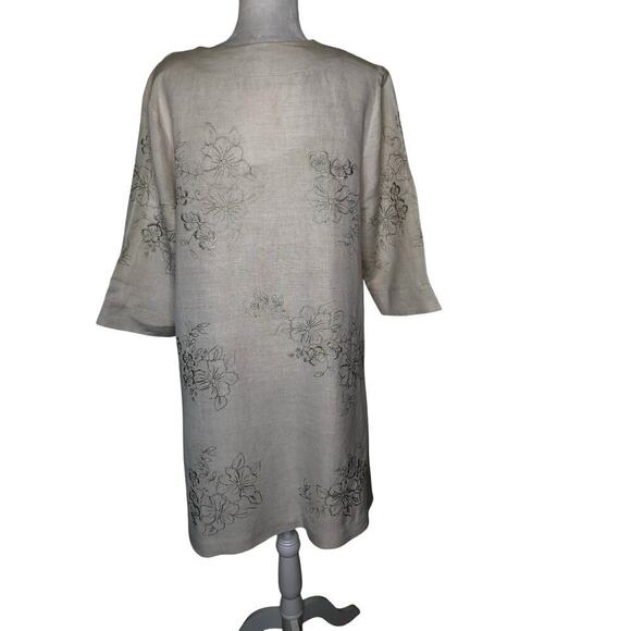 Carole Little Linen Blend Floral Embroidered Jacket 16W Duster Kimono Chic Boho - Picture 2 of 15